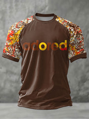 Herren T-Shirt mit Zitronen-Rosen-Musikliebhaber-Print, kurzärmelig