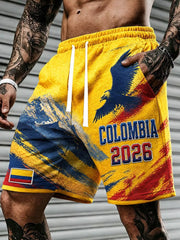 Herren Shorts im lässigen Design, kolumbianischer Fußball-Print