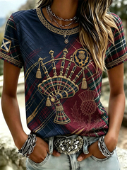 Damen UK Fußballliebhaber Schottland Bedrucktes Kurzarm-T-Shirt