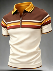 Herren Retro Kurzarm-Reißverschluss