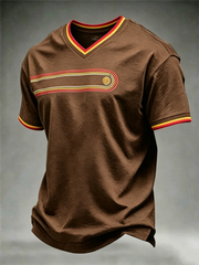 Herren Retro V-Ausschnitt T-Shirt