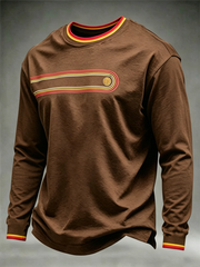 Herren Retro Langarm Rundhals-T-Shirt