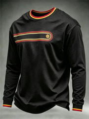 Herren Retro Langarm Rundhals-T-Shirt