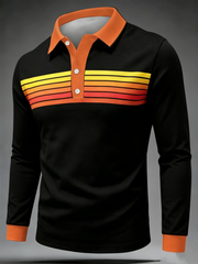 Retro-Langarm-Poloshirt für Herren