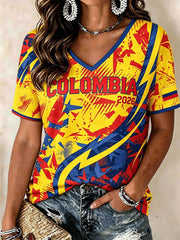 Kolumbianisches Fußball-Freizeit-T-Shirt für Damen