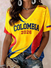 Kolumbien Fußball T-Shirt Freizeit Damen