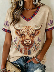 Damen Highland Jeans-Karomuster T-Shirt