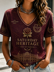 Damen-T-Shirt mit Nord-London-Forever-Fußball-Liebhaber-Aufdruck und kurzen Ärmeln