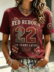 Damen North London 22 Red Reborn Fußball-Liebhaber bedrucktes T-Shirt