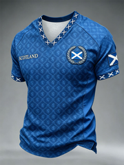 Bedrucktes V-Ausschnitt T-Shirt Schottland für Herren