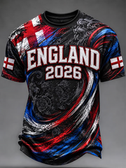 Herren Großbritannien Fußball-Liebhaber England bedrucktes Kurzarm-T-Shirt