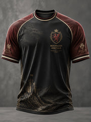 Herren T-Shirt mit walisischem Drachen-Print, leger, kurze Ärmel