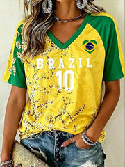 Damen T-Shirt mit Aufdruck „Brazil Football Lover“