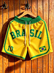 Bedruckte Shorts für Brasilien-Fußballfans – Damen