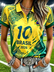 Bedruckte Freizeit-Tops für Frauen – Brasilien-Fußball-Liebhaber