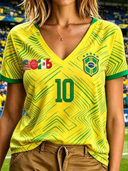 Damen T-Shirt mit Aufdruck „Brazil Football Lover“