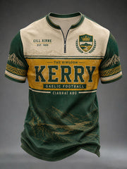 Herren Gaelic Football Kerry Kurzarm-T-Shirt mit Reißverschluss