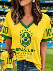Damen T-Shirt mit Aufdruck „Brazil Football Lover“