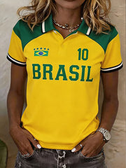 Damen Brasilien-Fußball-Liebhaber bedruckte Freizeit-Oberteile