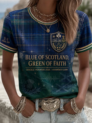 Damen Schotten-Fußball-Liebhaber Grünes „Faith“-bedrucktes T-Shirt