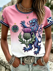 Damen UK Fußballliebhaber Schottland Bedrucktes Kurzarm-T-Shirt