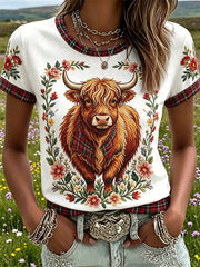 Highland Denim T-Shirt mit Karomuster für Damen