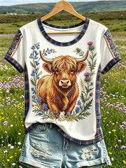 Damen T-Shirt mit Highland-Karo-Jeansprint