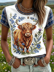 Highland Jeans T-Shirt mit Karomuster für Damen