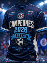 Herren T-Shirt mit Campeones-Print, lässig, 2026