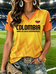 Kolumbianisches Fußball-Freizeit-T-Shirt für Damen