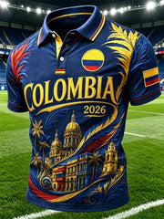 Kolumbianisches Fußball T-Shirt für Herren, lässig, Unisex