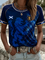 Bedrucktes T-Shirt für Damen mit Rundhalsausschnitt und kurzen Ärmeln „Schottland“