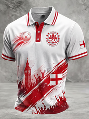 Herren UK Fußball-Liebhaber England bedrucktes Poloshirt