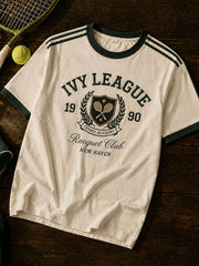 Herren Tennis Print Freizeit T-Shirt