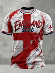 Herren Großbritannien Fußball-Liebhaber England bedrucktes Kurzarm-T-Shirt