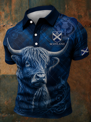 Herren Polohemd mit Schottland-Druck