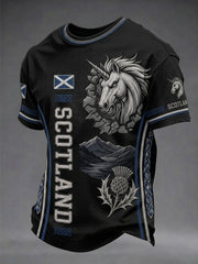 Herren T-Shirt mit Schottland-Kunst-Print, kurzärmlig