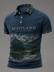Herren-Polohemd mit Alba gu bràth-Tartanprint für die Freizeit