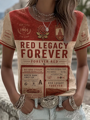 Damen-T-Shirt mit kurzem Arm „RED CITY FOREVER“-Print