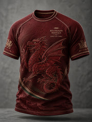 Herren T-Shirt mit walisischem Drachenmuster, lässig, kurze Ärmel