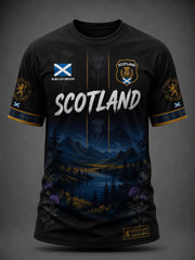 Herren T-Shirt mit Schottland-Kunst-Print, kurzärmlig