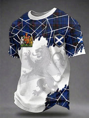 Herren T-Shirt mit Schottland-Kunst-Print, kurzärmlig
