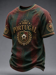 Herren T-Shirt mit portugiesischem Fußballmotiv, lässig, kurzärmelig