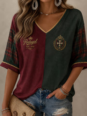 Damen-T-Shirt mit lässigem Portugal-Fußball-Print