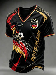 Herren Deutschland Fußball Fan V-Ausschnitt T-Shirt mit Aufdruck