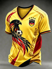 Herren Deutschland Fußball Fan V-Ausschnitt T-Shirt mit Aufdruck