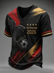 Herren Deutschland Fußball-Fan T-Shirt mit V-Ausschnitt bedruckt