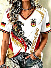 Damen Deutschland Fußball Fan Kurzarm T-Shirt