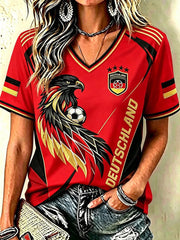 Damen Deutschland Fußball Fan Kurzarm T-Shirt
