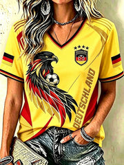 Damen Deutschland Fußball Fan Kurzarm T-Shirt
